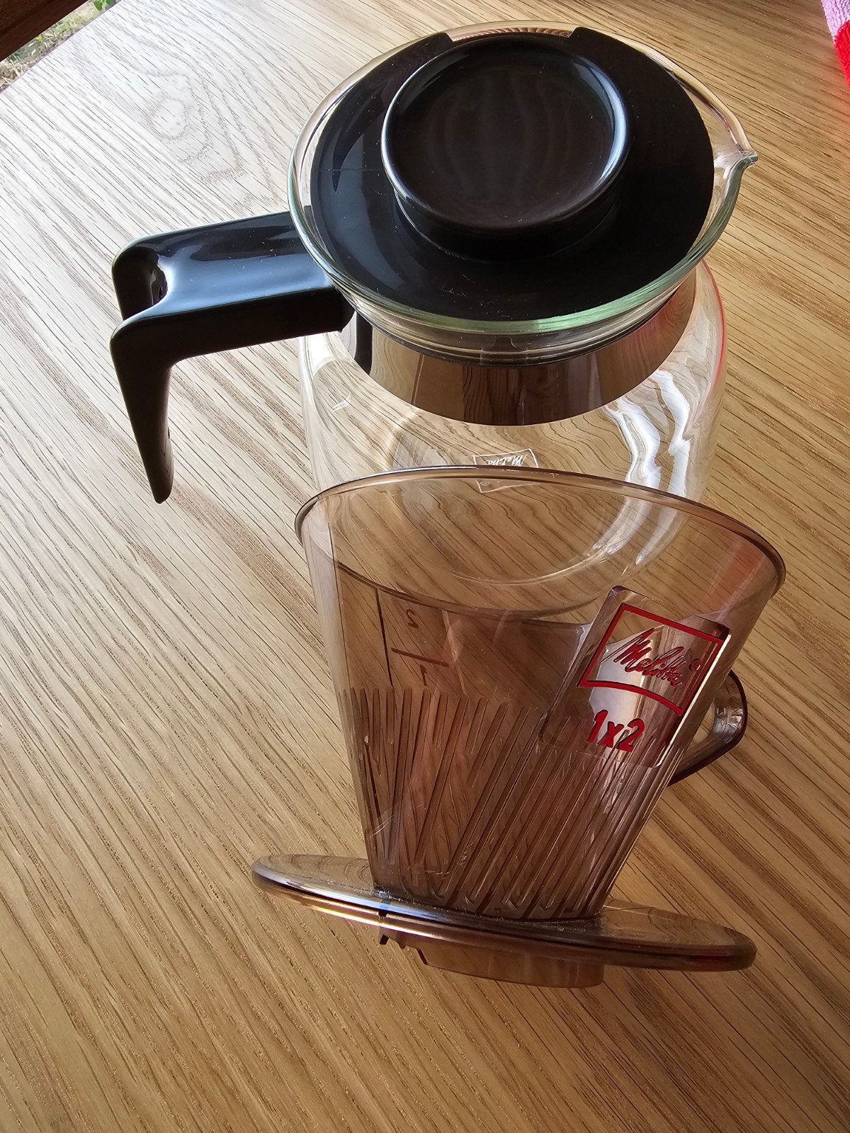 Melior. Melitta. vintage. Koffiekan. koffiefilterhouder., Afneembaar waterreservoir, Overige modellen, Nieuw, Gemalen koffie