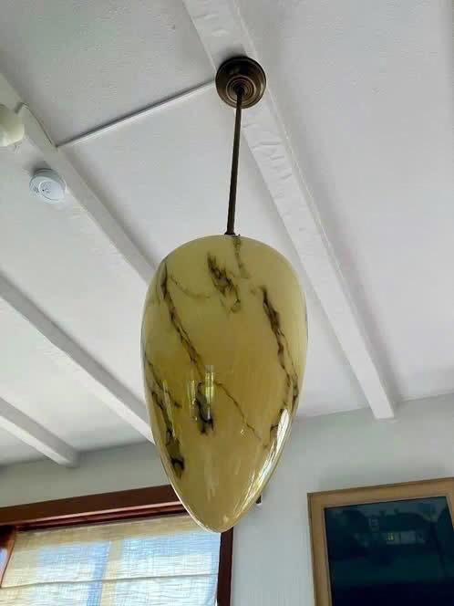 Unieke Art Deco verstelbare hanglamp., Huis en Inrichting, Ophalen, Zo goed als nieuw, Glas, Art Deco