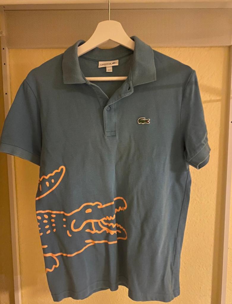 Lacoste poloshirt blauw oranje zeldzaam S, Kleding | Heren, Polo's, Ophalen, Zo goed als nieuw, Blauw