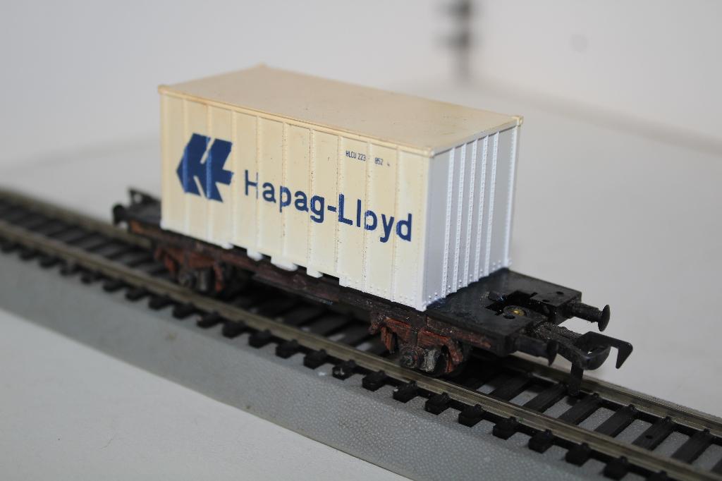 fleischmann ho wagon + container hapag lloyd, Enlèvement ou Envoi, Fleischmann, Wagon, Courant continu