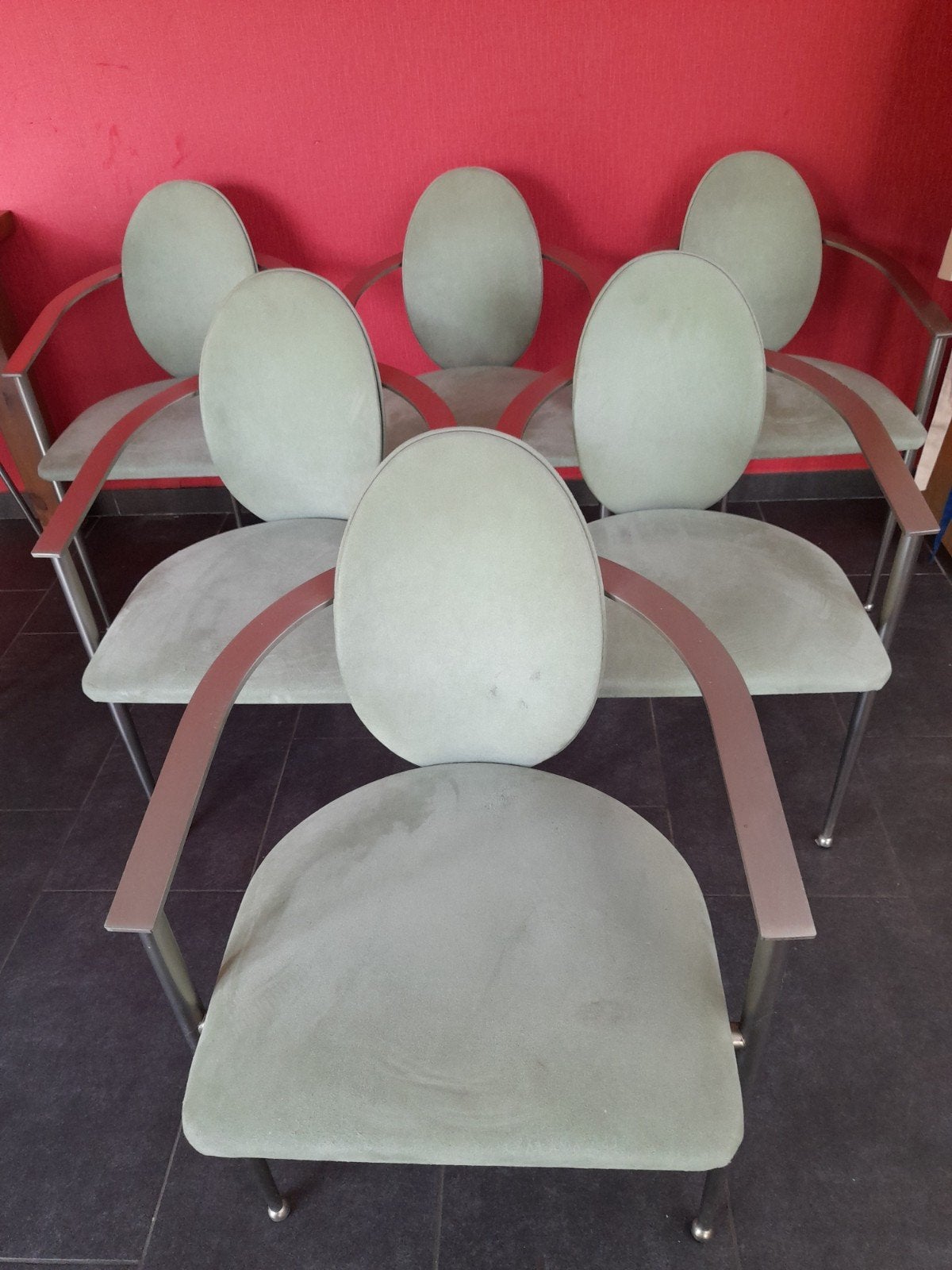 6 chaises de salle à manger design Belgo Chrom Memphis Style, Enlèvement, Tissus
