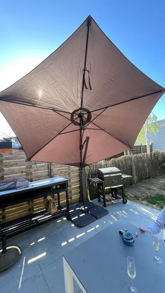 Zweefparasol nagelnieuw!!, Ophalen, Kantelbaar, Nieuw, 2 tot 3 meter