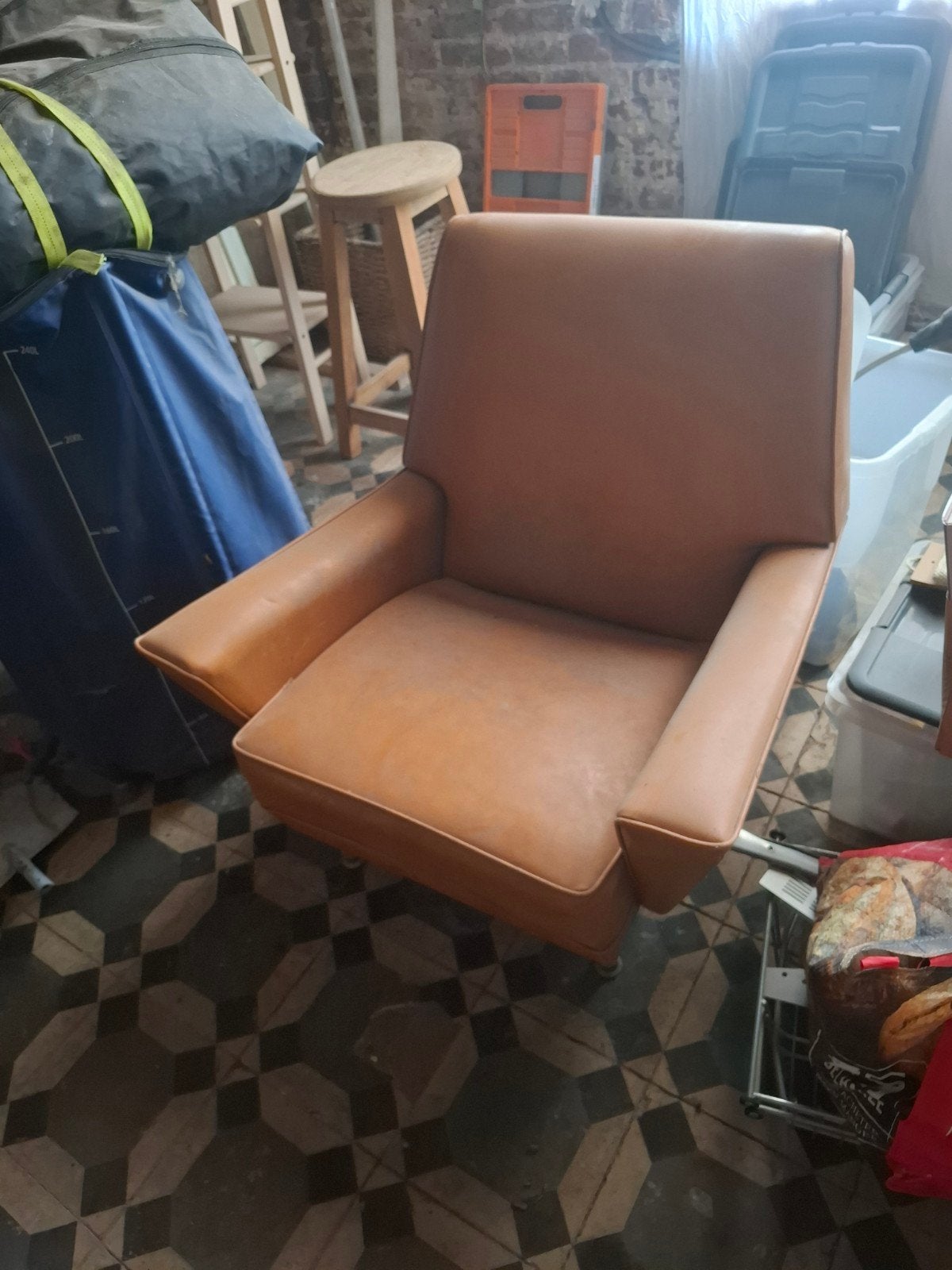 Lederen fauteuil in perfecte staat 30 eur, Ophalen of Verzenden, Leer