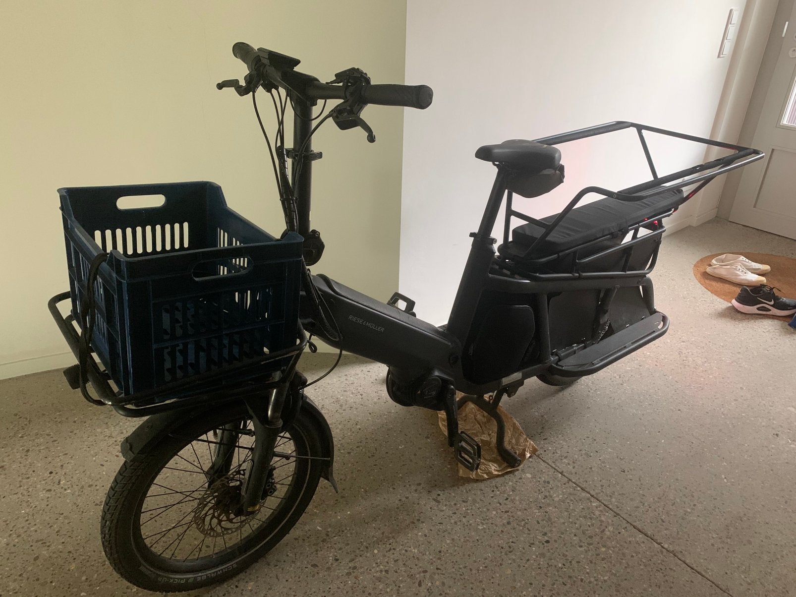 RIESE&MULLER MULTITINKER VARIO BLACK MATT, Fietsen en Brommers, Fietsen | Bakfietsen, Gebruikt, Elektrisch, 2 kinderen, Ophalen