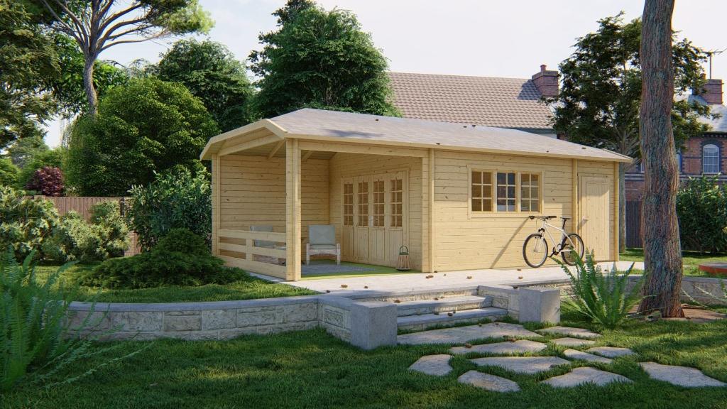 Blokhut - Tuinhuis Sibella | 44 mm | vuren onbehandeld, Verzenden, Nieuw