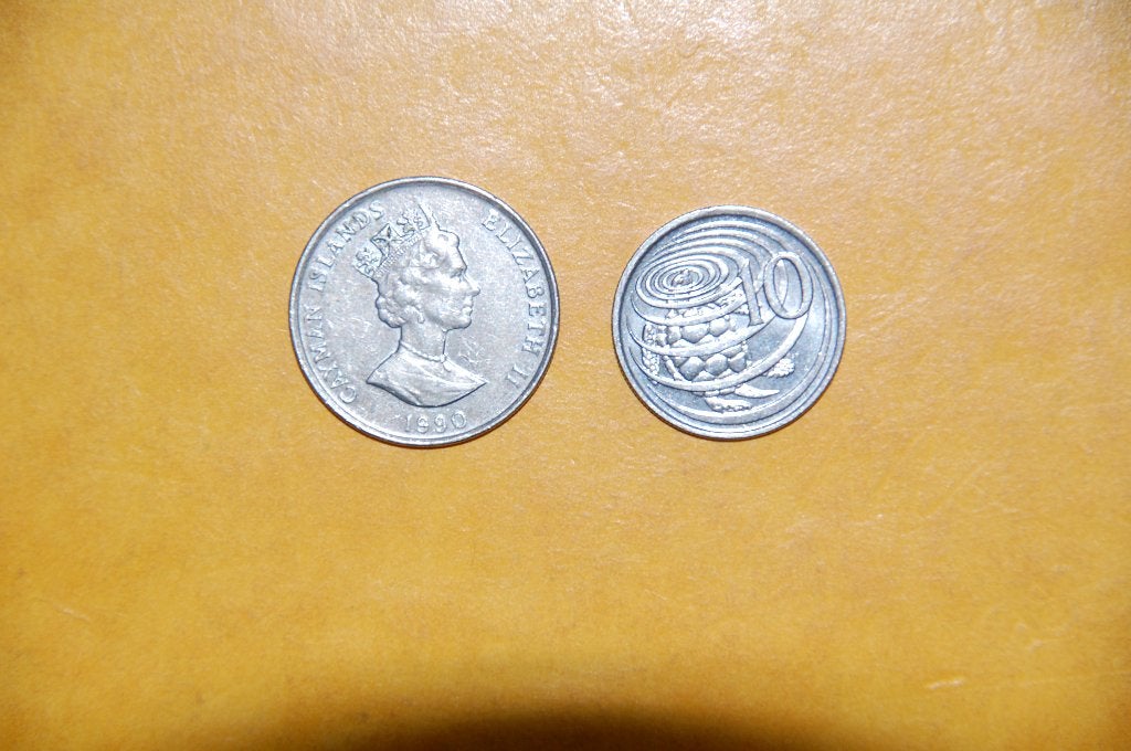 CAYMAN ISLANDS : 10 cent 1996 en 25 cent 1990, Verzenden, Noord-Amerika, Setje