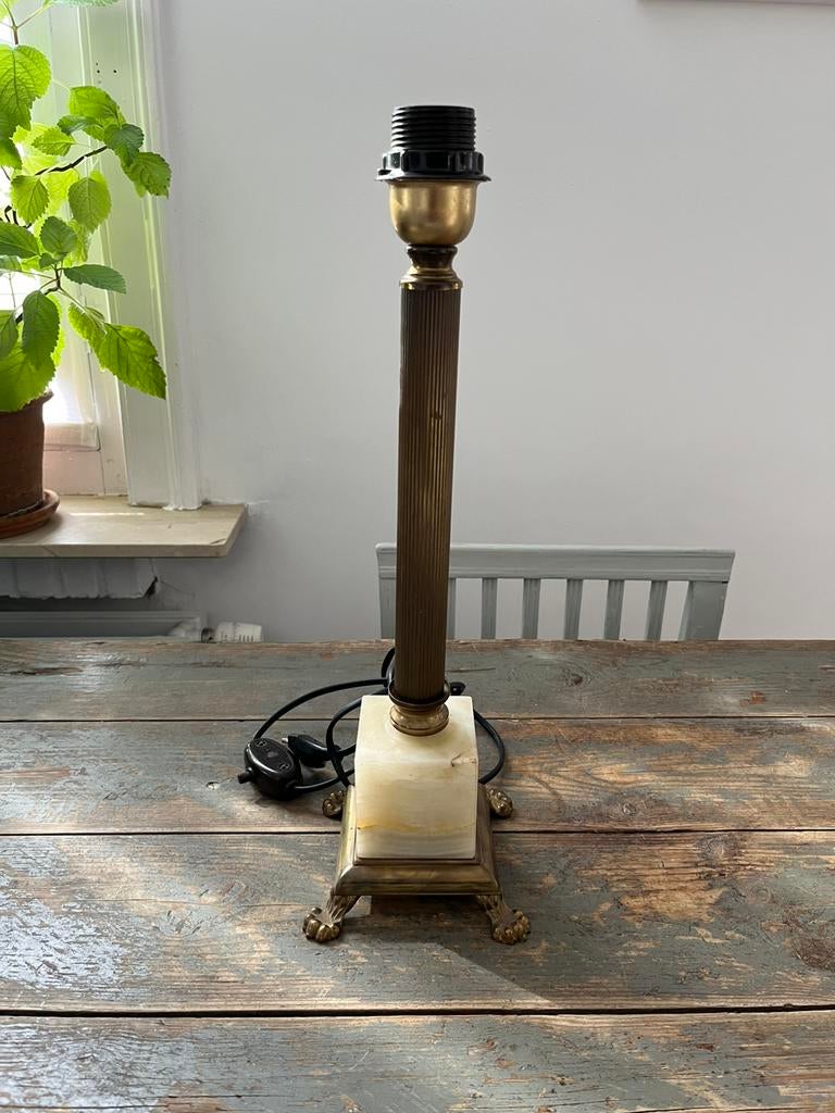 VINTAGE LAMPENVOET MESSING MARMER REGENCY, Antiek en Kunst, Ophalen of Verzenden