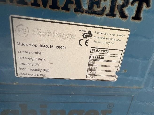 Kipbak - Eichinger 2000l, Ophalen