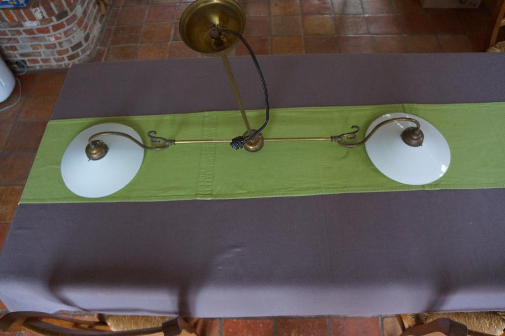 prachtige koperen antiek/vintage opaline lamp, Antiek en Kunst, Ophalen, Koper