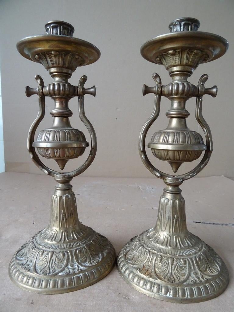 Vintage bronzen of koperen scheepskandelaars wandkandelaars, Ophalen of Verzenden