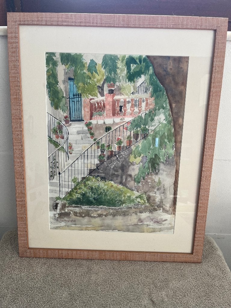 Aquarelle originale sur papier de E.Van Reapinghen, Antiquités & Art, Peint à la main, Aquarelle, Enlèvement, Autres styles