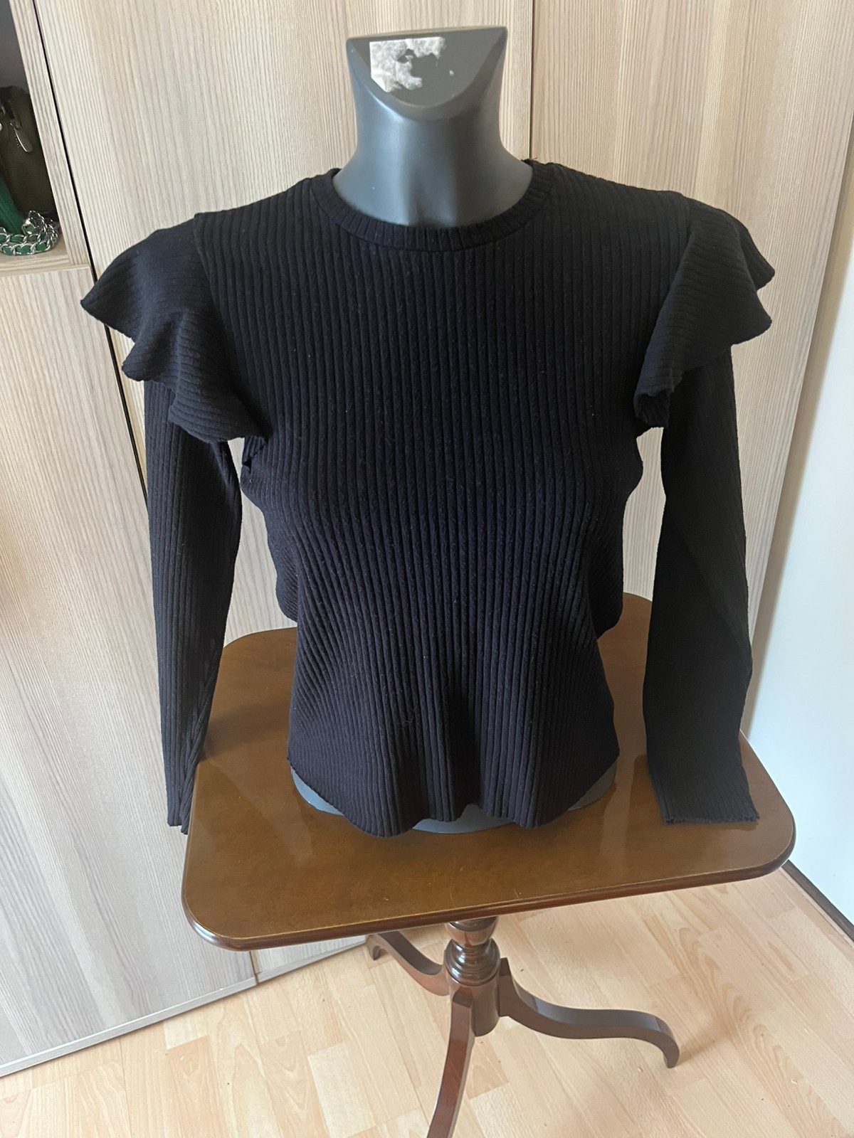 Zwart rekbaar katoenen bloesje maat M van Zara, Kleding | Dames, Ophalen of Verzenden, Zo goed als nieuw, Maat 38/40 (M), Zwart