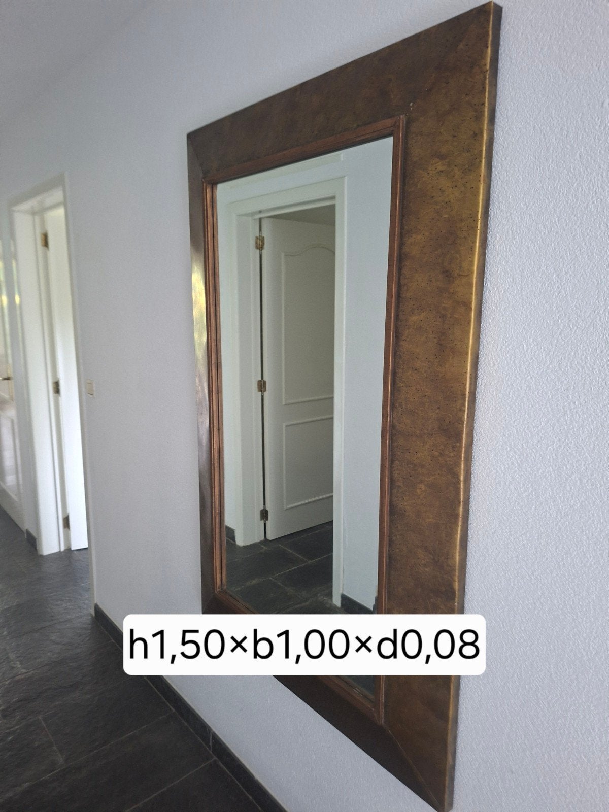 Mooie grote gangspiegel met goudkoperen lijst, Huis en Inrichting, Woonaccessoires | Spiegels, Ophalen