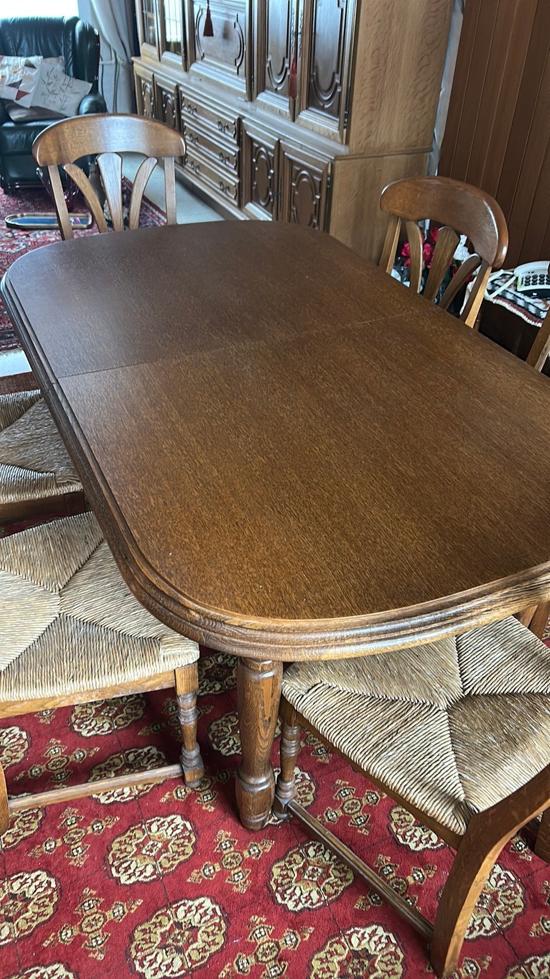 Eiken tafel en 6 stoelen, Ophalen