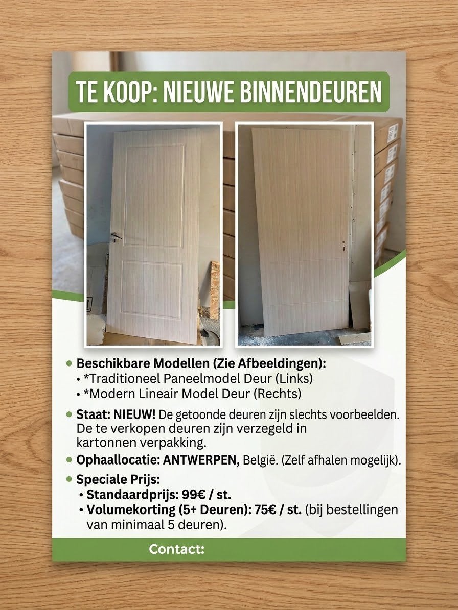 Nieuwe binnendeuren te koop – (Korting vanaf 5 stuks!), Ophalen of Verzenden, Zo goed als nieuw