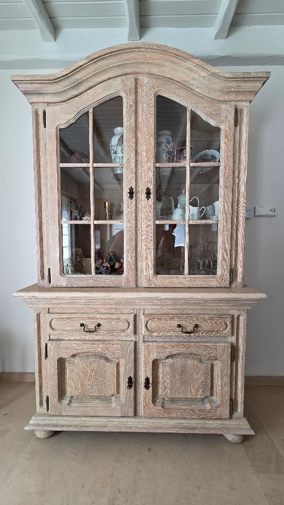 Vitrinekast en dressoir, naturel/wit, massief eik, Huis en Inrichting, Ophalen, Gebruikt, Eikenhout, Landelijk