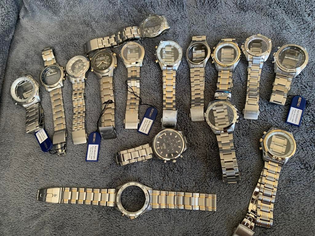 Originele Seiko horloge bandjes staal & bicolor meerdere mod, Montre-bracelet, Seiko, Enlèvement ou Envoi, Acier