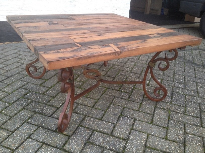 MASSIEF SMEEDIJZEREN SALONTAFEL ONDERSTEL, Ophalen