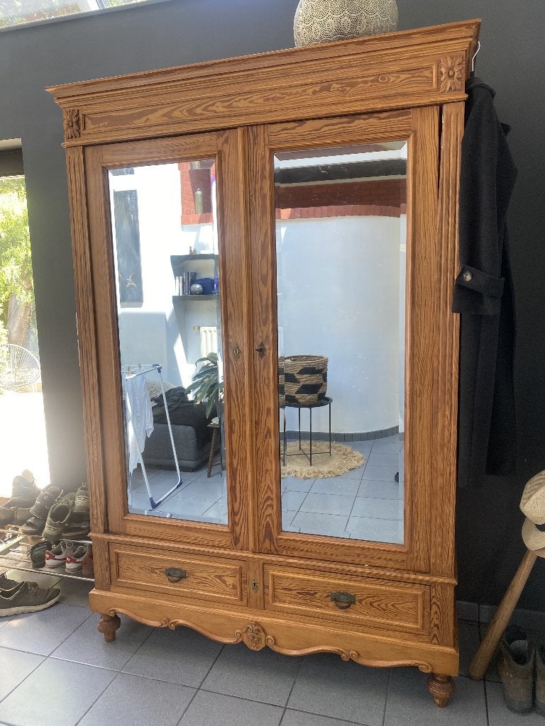 Kleerkast in Pitch Pine., Maison & Meubles, Armoires | Penderies & Garde-robes, Avec tablette(s), 100 à 150 cm, Enlèvement, Utilisé