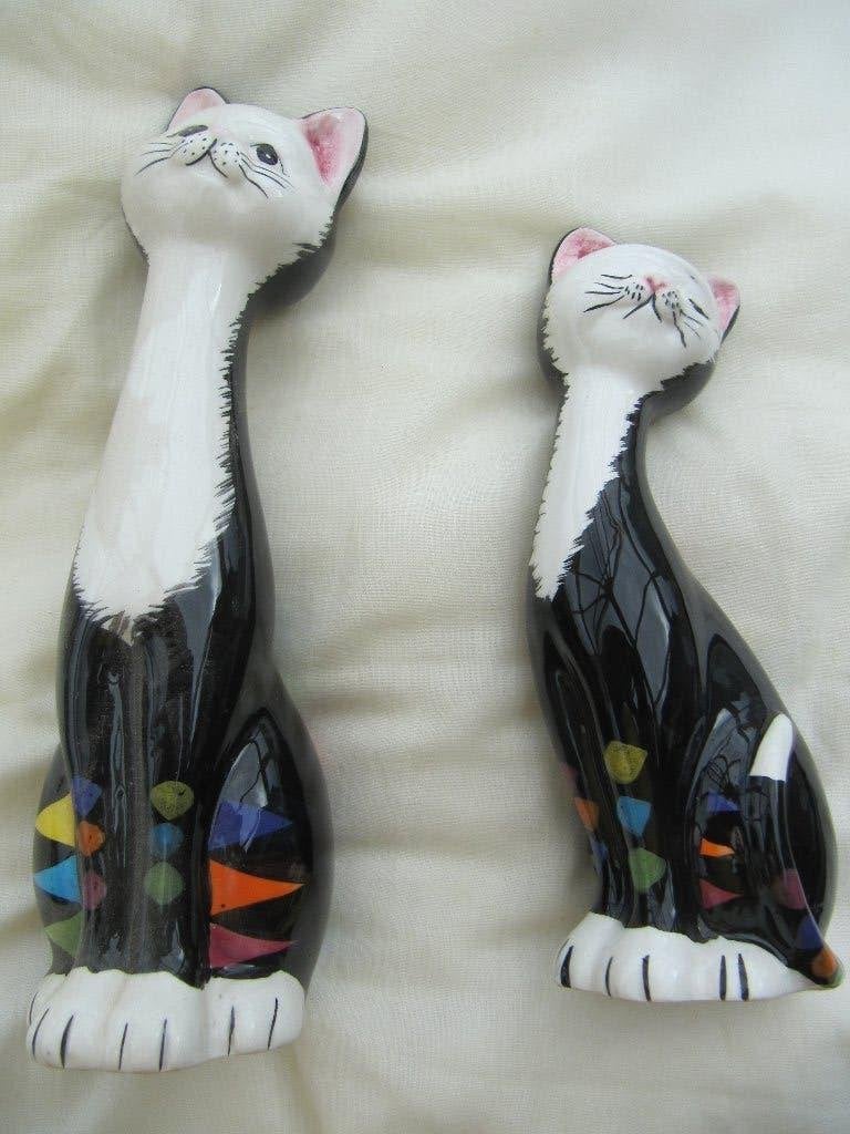 Duo de chatons en porcelaine., Collections, Enlèvement ou Envoi, Neuf, Chien ou Chat, Statue ou Figurine