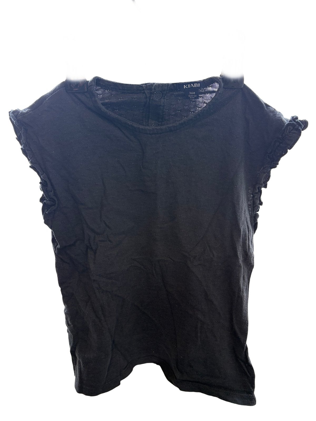 T-SHIRT SANS MANCHES KIABI À VOLANTS BLEU NUIT - PRIX MINI !, Enlèvement ou Envoi, Utilisé, Fille, Autres types