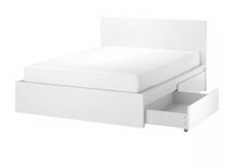 Lit IKEA MALM 140x200, blanc, bonne condition, Enlèvement, 200 cm, Blanc, 140 cm
