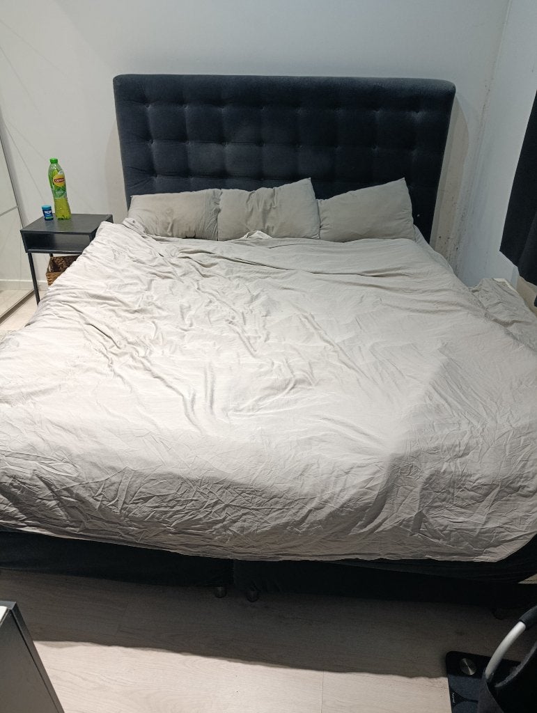 Lit boxspings Queen Size Ikea, Maison & Meubles, Enlèvement, Queen size, Gris