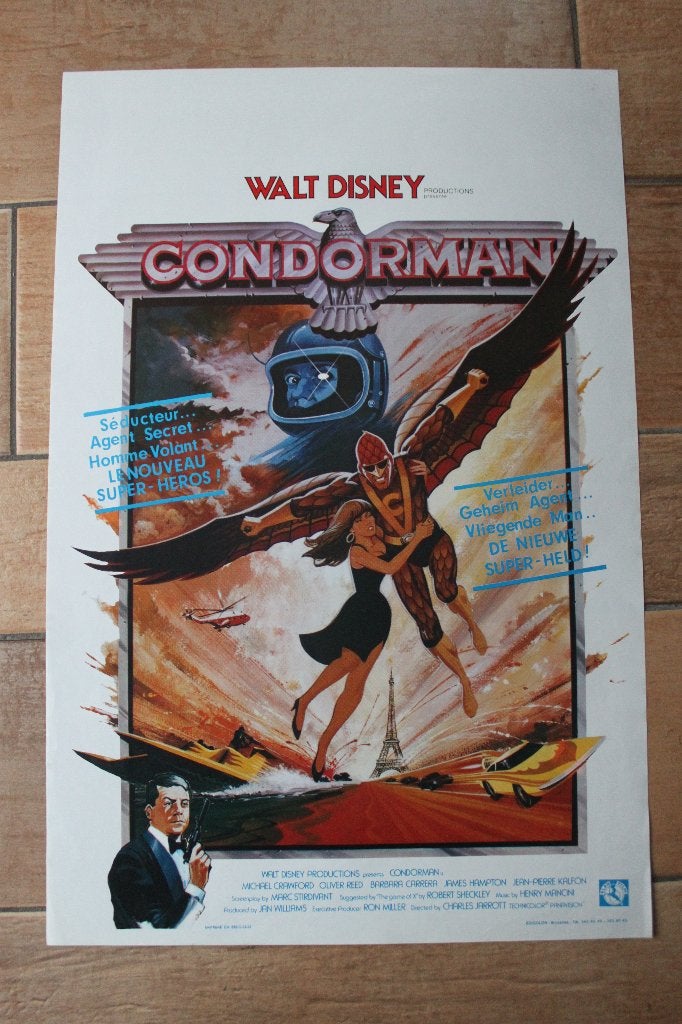 filmaffiche Condorman 1981 filmposter, Rechthoekig Staand, Ophalen of Verzenden, Zo goed als nieuw, A1 t/m A3