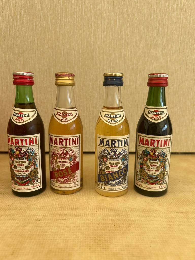 Set van 4 Vintage Martini Miniaturen, Divers, Produits alimentaires, Enlèvement