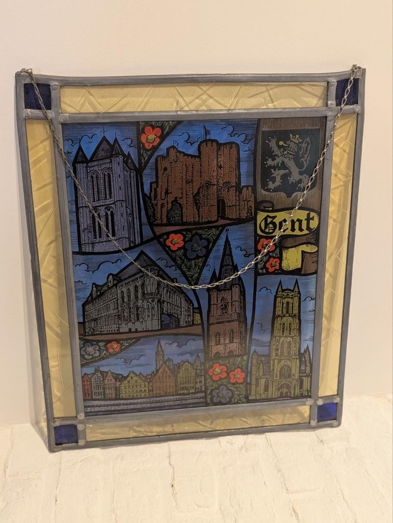 Glas in lood Gent, Antiek en Kunst, Kunst | Litho's en Zeefdrukken, Ophalen