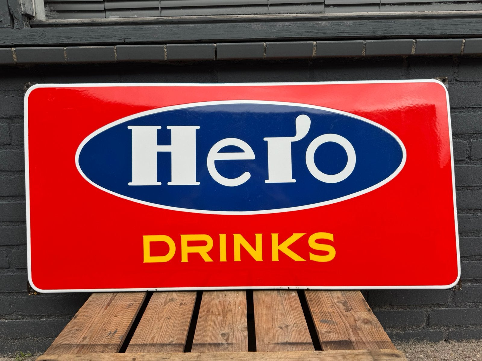 HERO Drinks emaille reclamebord, Ophalen of Verzenden, Gebruikt, Reclamebord