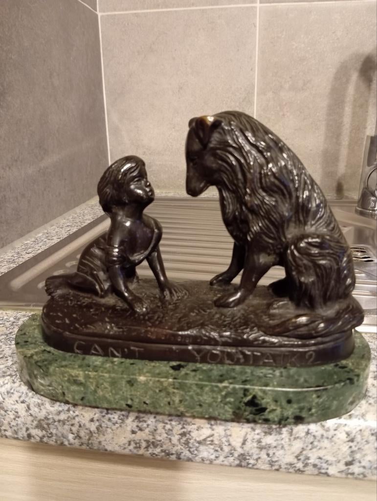 Statue en bronze « Tu ne peux pas parler ? » G. Ferrard, Antiquités & Art, Antiquités | Bronze & Cuivre, Enlèvement ou Envoi