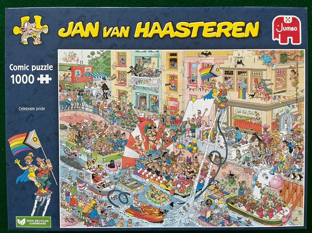 Jan van Haasteren 1000 stukjes - Celebrate Pride, Hobby en Vrije tijd, Ophalen of Verzenden, Zo goed als nieuw