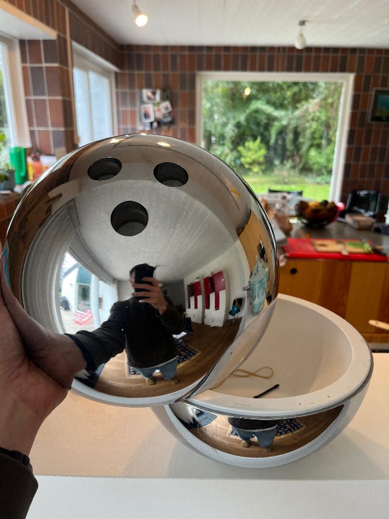 IJsemmer met kogeldesign van roestvrij staal — vintage, Huis en Inrichting, Ophalen of Verzenden, Zo goed als nieuw, Overige materialen