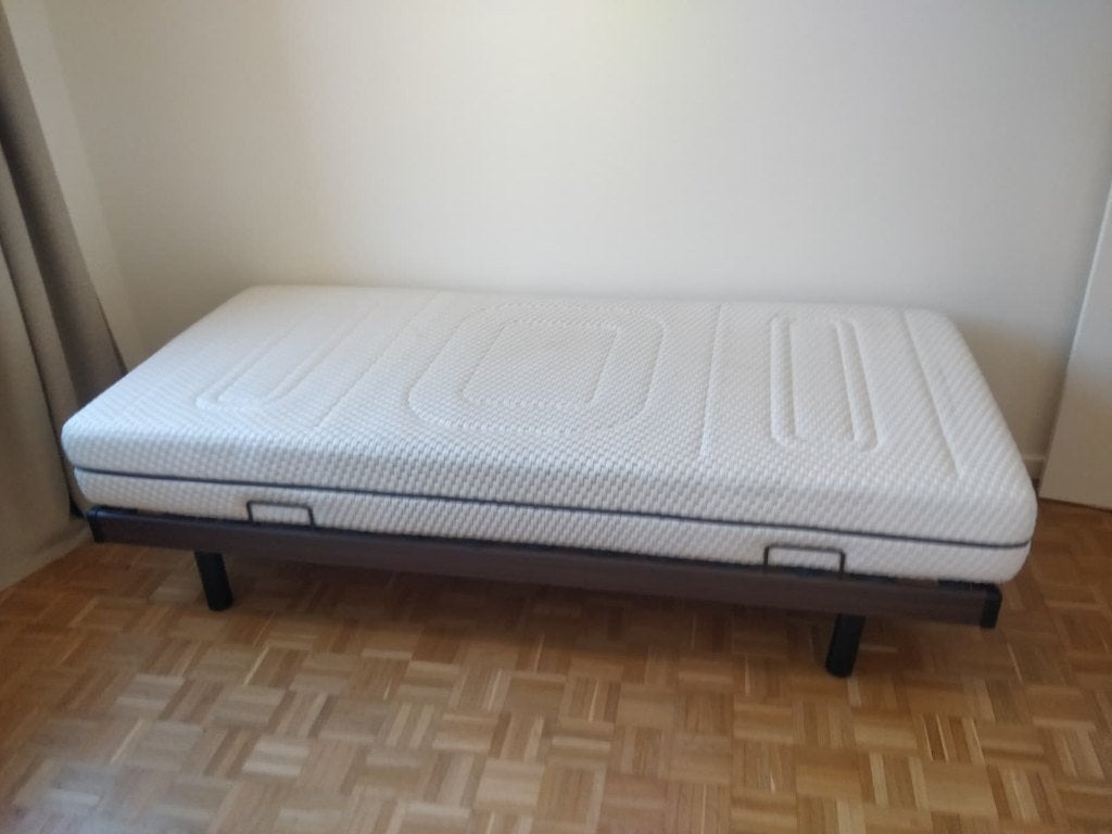 Lit simple 90x200 avec matelas Lattoflex, 90 cm, Brun, Enlèvement, Bois