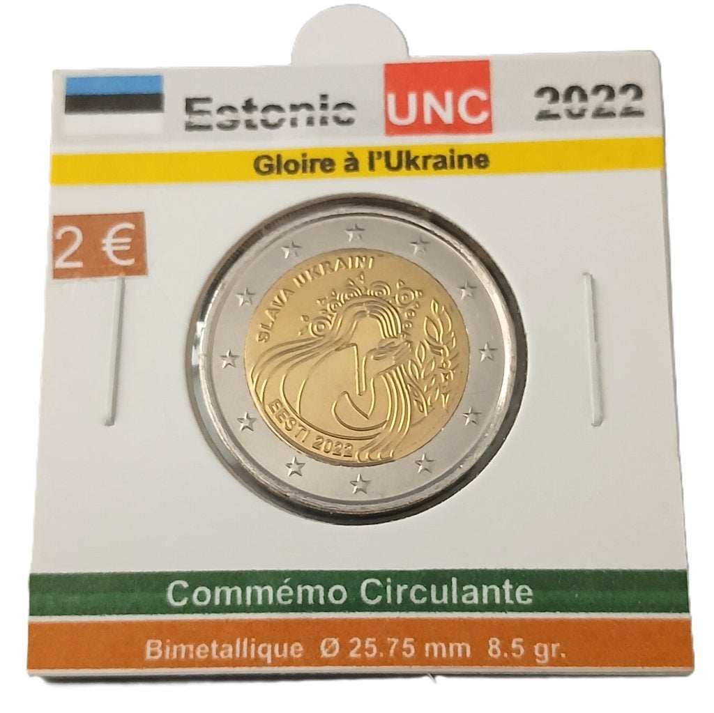ESTONIE  Gloire à l'UKRAINE année 2022  UNC, Postzegels en Munten, Munten | Europa | Euromunten, Verzenden, Estland, 2 euro, Losse munt