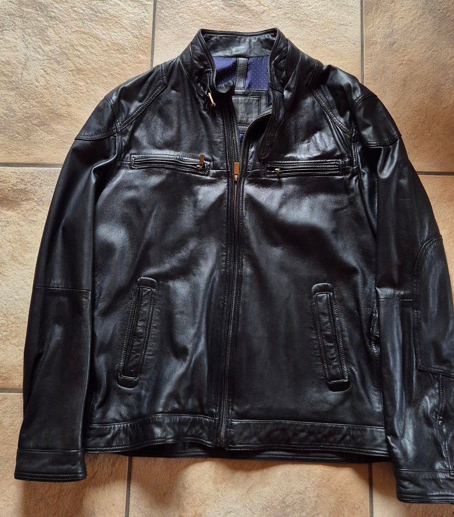 Lederen jas Massimo Dutti (maat 58/XXL), Zwart, Maat 56/58 (XL), Ophalen of Verzenden, Zo goed als nieuw
