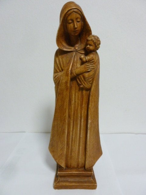 Religieus beeld (gips) 54cm Arnova N.100 S.MELANI, Art deco, Gips, Bruin, Europa