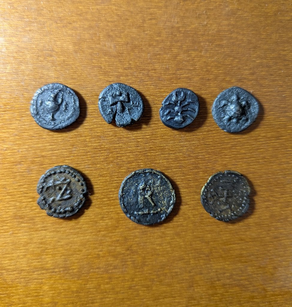 Sept pièces anciennes, Autres valeurs, Série, Envoi, Argent