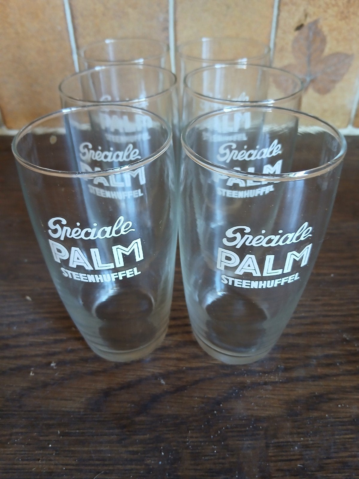 Set van 6 vintage Speciale Palm Steenhuffel bierglazen (33 c, Ophalen