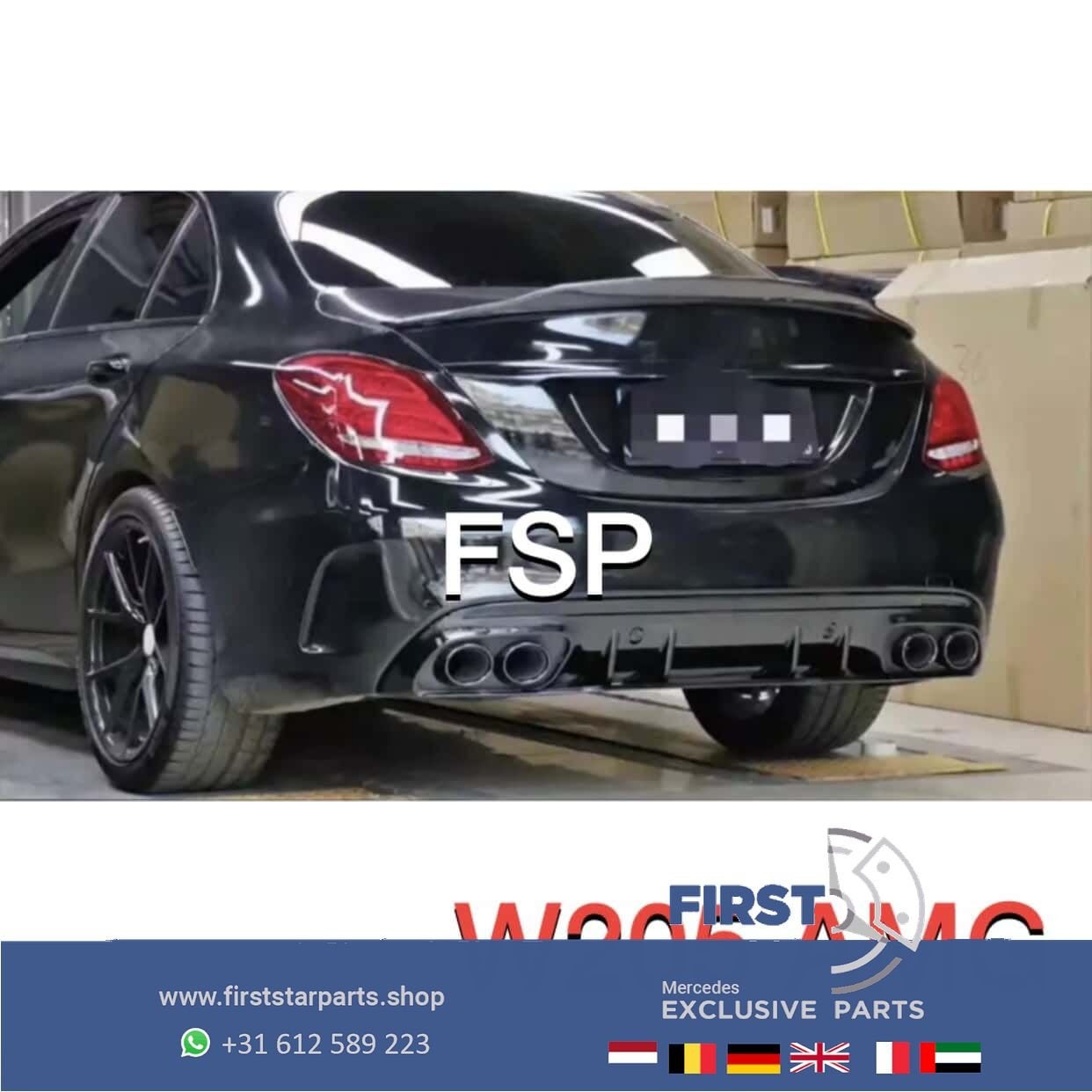 W205 FACELIFT AMG DIFFUSER Mercedes C Klasse 2019-2021 COMPL, Arrière, Utilisé, -, -