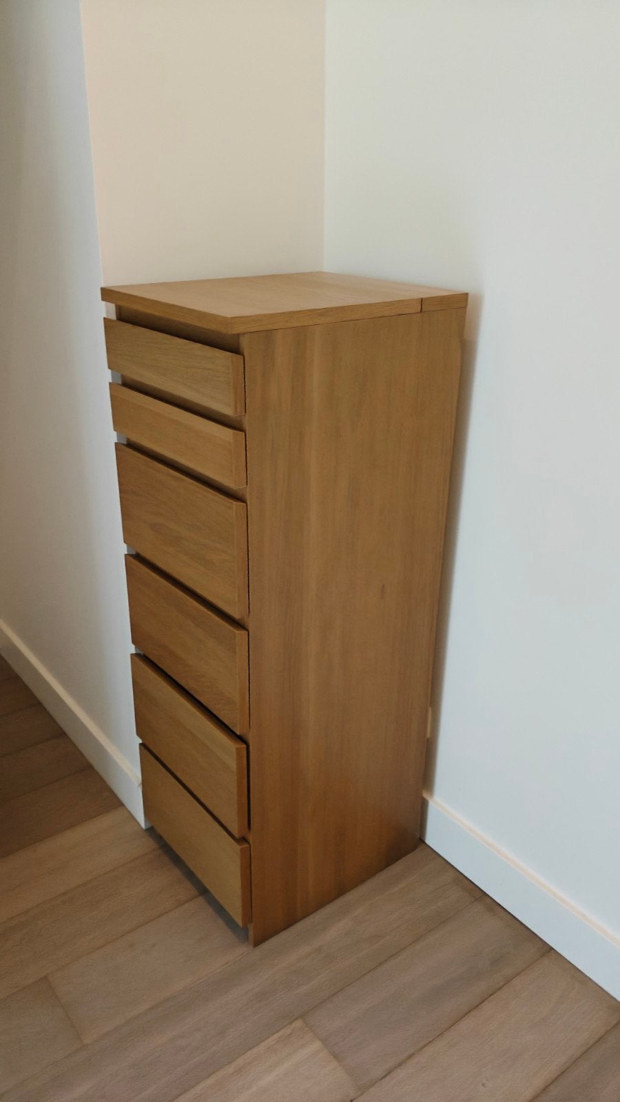 Ladenkastje eiken fineer, Ophalen, Minder dan 50 cm, 5 laden of meer, 100 tot 150 cm