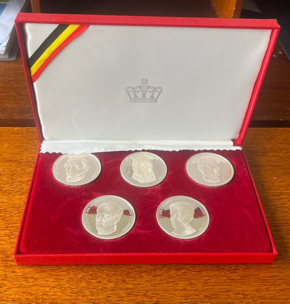 Uniek Verzamelstuk "Proof Serie van de Belgische Koningen", Ophalen, Zilver