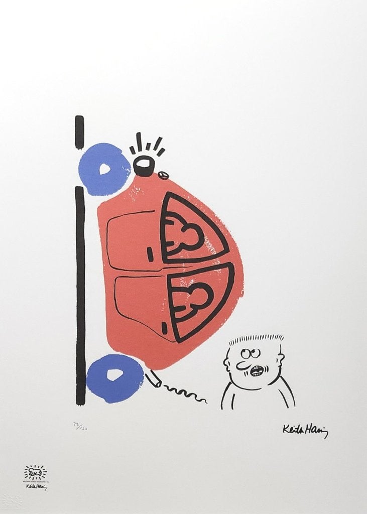 Keith Haring - L'histoire de Red & Blue (15), Avec certificat d'authenticité, Enlèvement ou Envoi, Lithographie