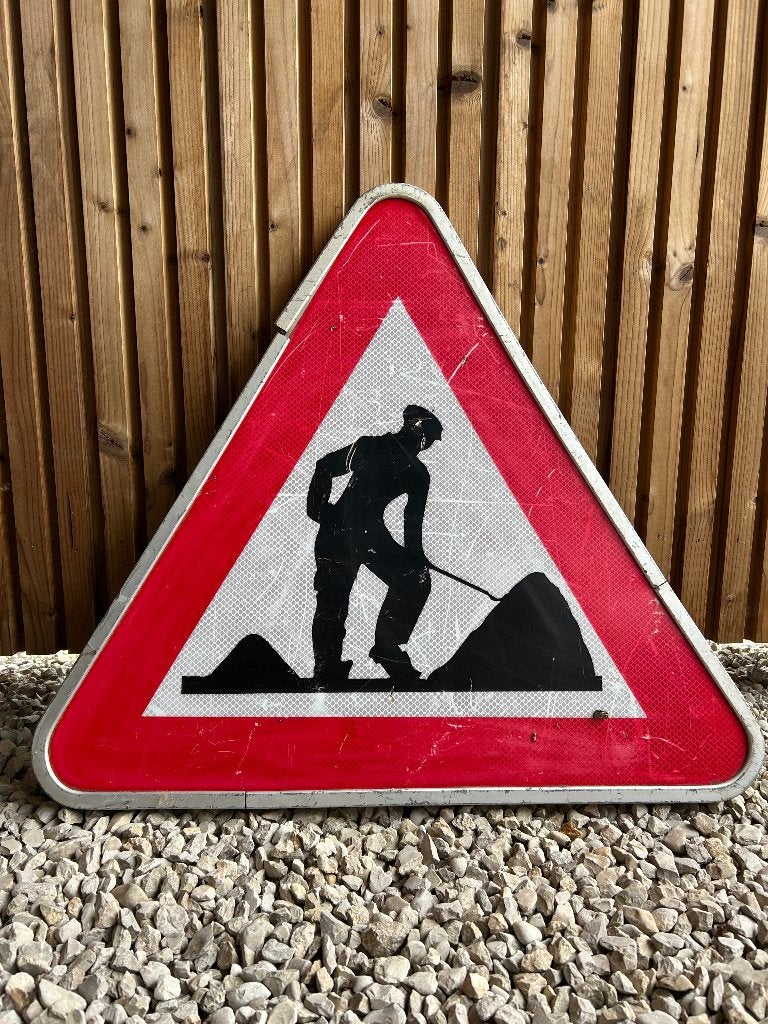 Panneau de signalisation en aluminium "Travaux", Enlèvement, Utilisé, Métal