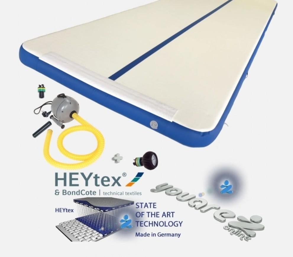 HEYtex AirTrack 10x1.4m x 15cm, blauw, Ophalen, Zo goed als nieuw, Blauw, Materiaal