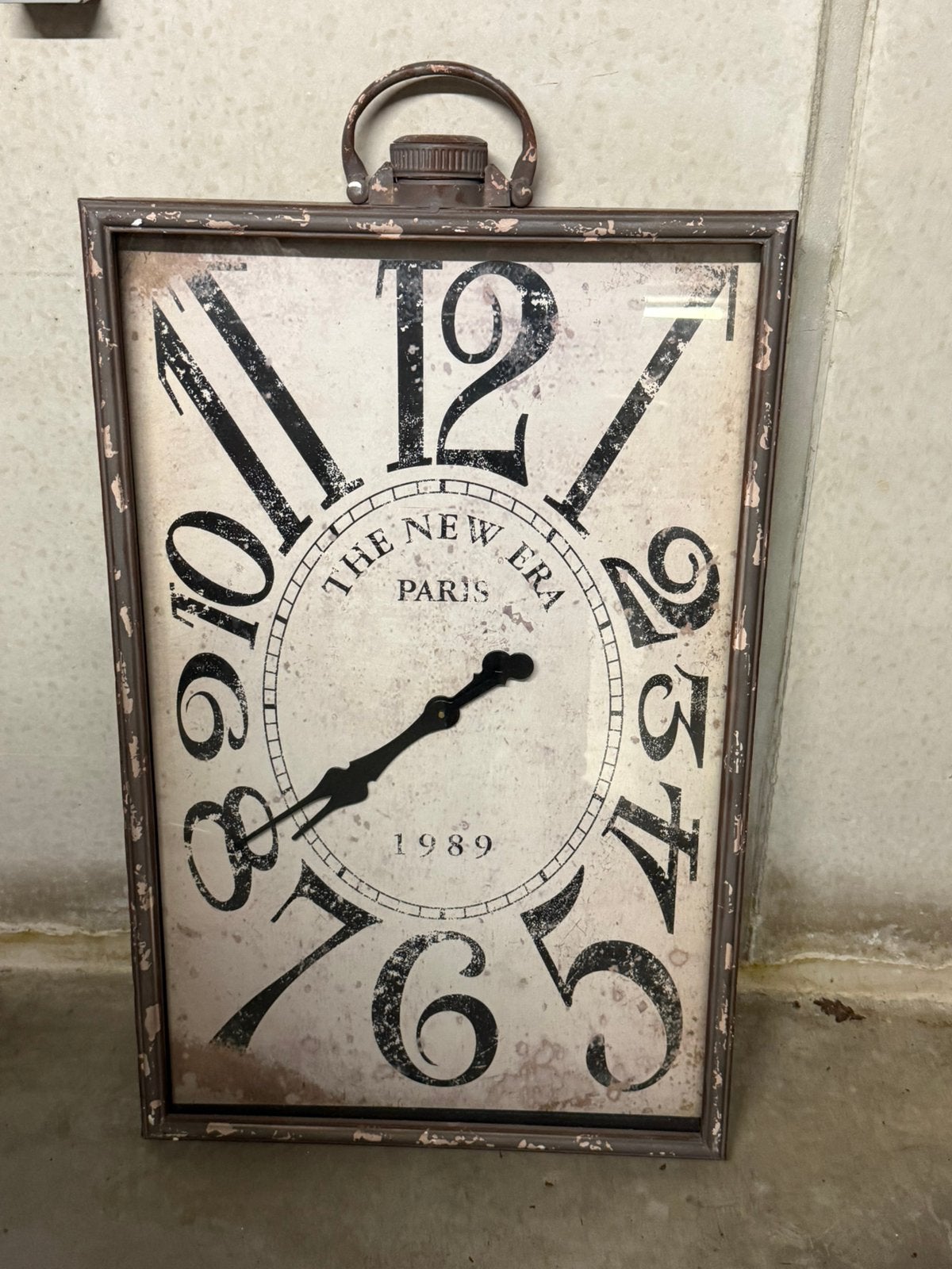 XXL vintage wandklok – The New Era Paris 1989 – 90 x 60 cm, Vintage, Enlèvement, Comme neuf, Horloge murale