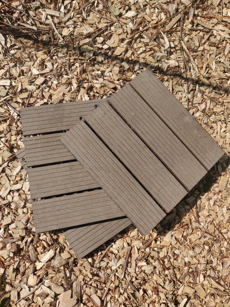 Tectake tuintegels - bruin - houtlook, Tuiles de terrasse, Synthétique, Enlèvement, Utilisé
