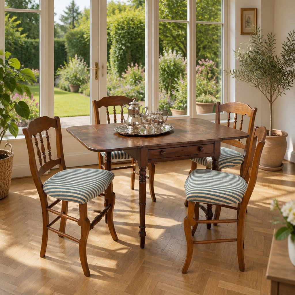 Antieke uitklapbare tafel + stoelen, Antiek en Kunst, Antiek | Meubels | Tafels, Ophalen