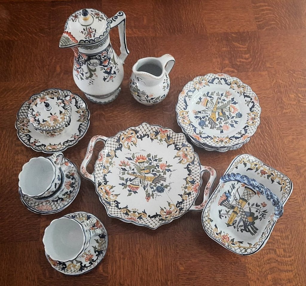 Rouen-aardewerk koffie-servies, Ophalen, Gebruikt, Overige merken, Overige stijlen